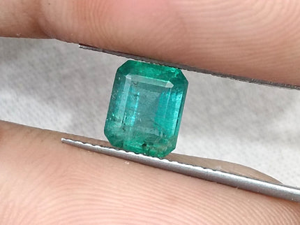 1.57ct Natural Emerald Medium Deep Green Zambian Octagon Cut Gemstone