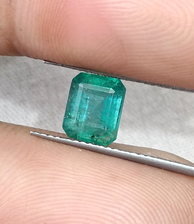 1.57ct Natural Emerald Medium Deep Green Zambian Octagon Cut Gemstone