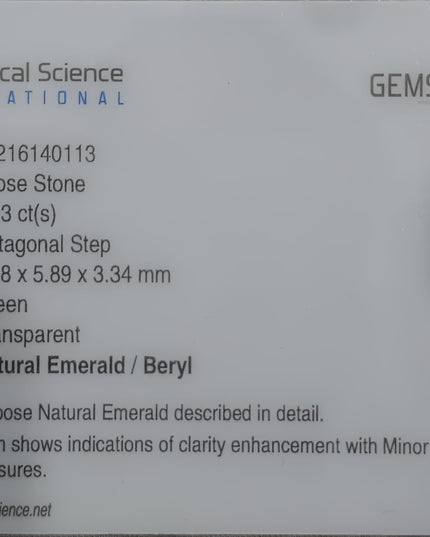 GSI Certified 1.63ct Medium Deep Green Natural Emerald Minor Oiled Loose Gemstone
