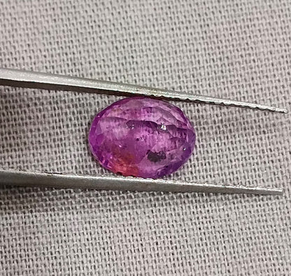 GSI Certified 2.13ct Purple Ceylon Sapphire , 100% Natural Untreated Gemstone