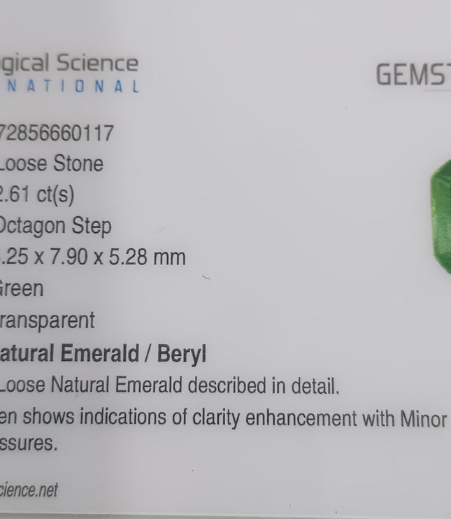 Zambian Emerald 2.61ct Certified Medium Deep Green Natural Gemstone