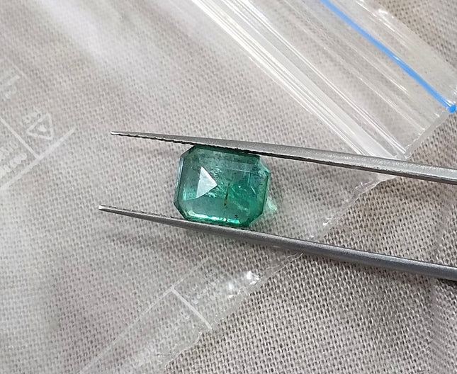 1.76ct Natural Emerald Zambia SGL Certified Medium Deep Green Octagon Cut Loose Gemstone