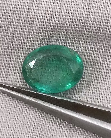 GSI Certified 2.55ct Medium Light Green Natural Zambian Emerald Minor Oiled Loose Gemstone