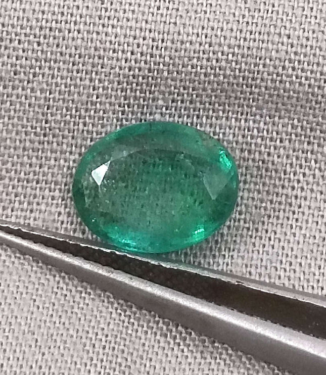 Zambian Emerald 2.55ct Certified Medium Light Green Oval Cut Gemstone