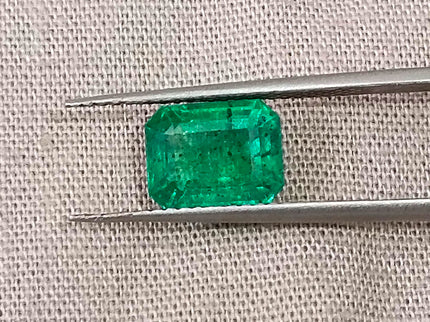 1.95ct Zambian Emerald, Medium Bright Green Octagon Cut Certified Natural Loose Gemstone
