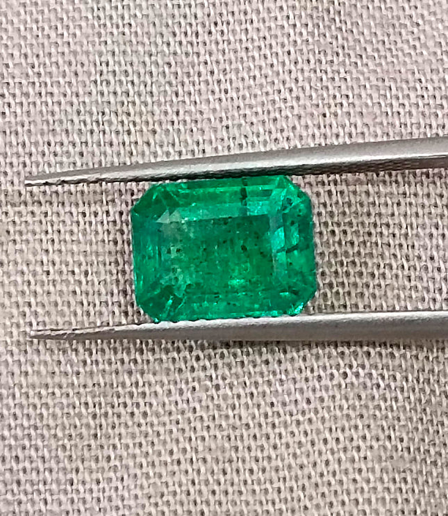 1.95ct Zambian Emerald, Medium Bright Green Octagon Cut Certified Natural Loose Gemstone