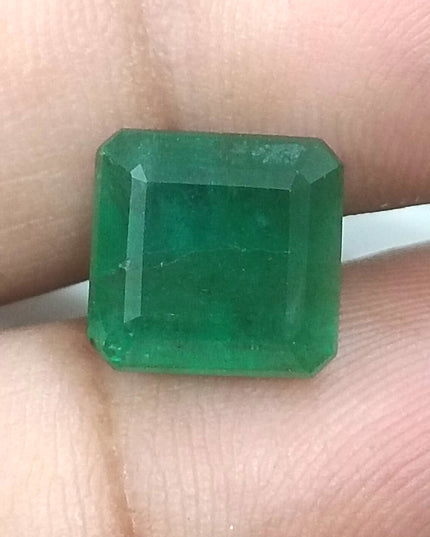 5.30ct Deep Green Natural Zambian Emerald Moderately Clarity Enhanced Loose Gemstone
