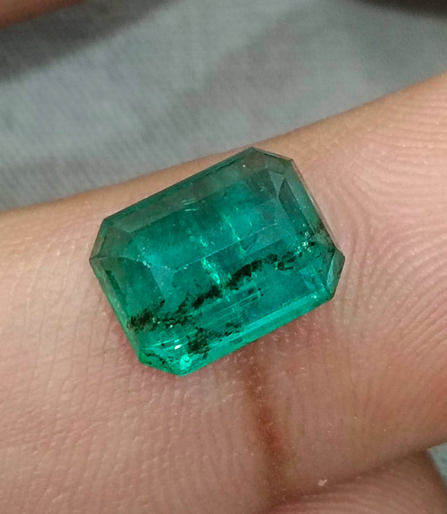 Zambian Emerald 3.52ct Certified Natural Bright Metal Green Octagon Cut Gemstone