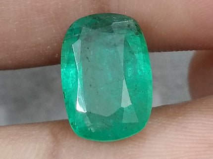4.87ct Zambian Emerald, Deep Green Cushion Cut Loose Gemstone