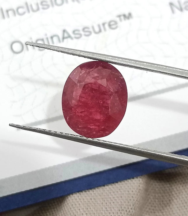 4.12ct Ruby Mozambique Unheated Natural SGL Certified Wine Red Oval Gemstone