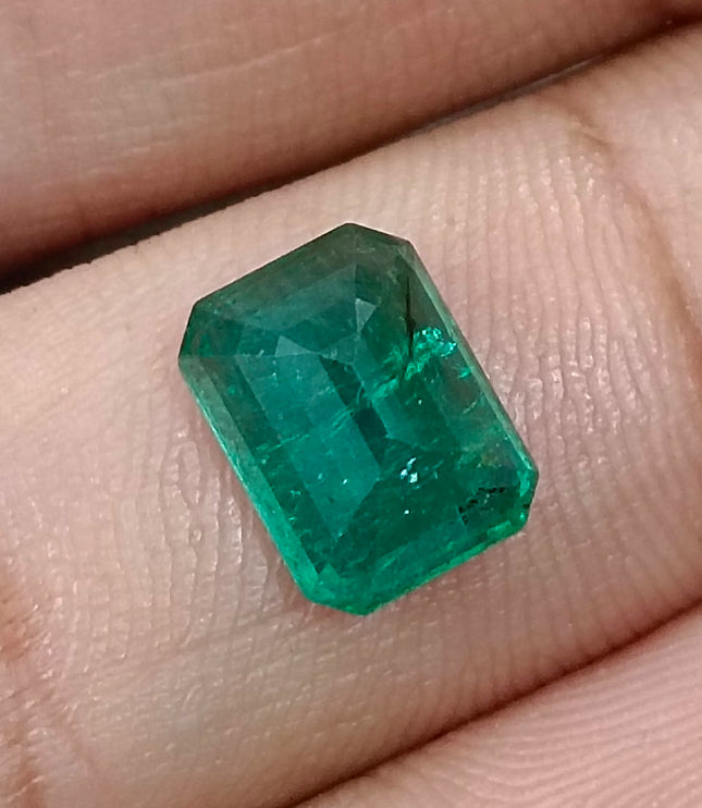 Deep Green 3.31ct Zambian Emerald, Certified Natural Octagon Cut Loose Gemstone
