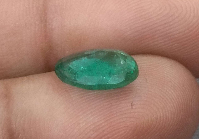 2.41ct GSI Certified Deep Green Zambian Emerald Minor Oiled Loose Gemstone