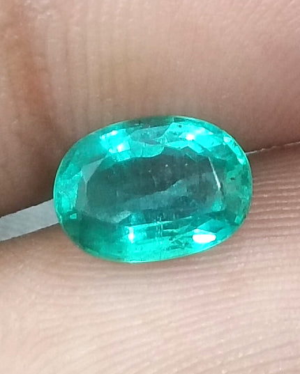GSI USA Certified 1.26ct Medium Light Green Natural Zambian Emerald Minor Oiled Loose Gemstone