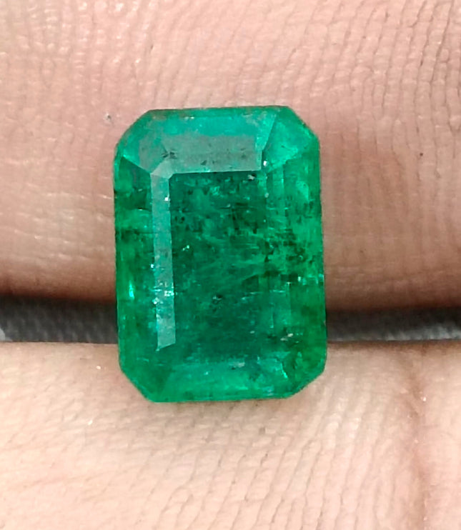 Zambian Emerald 3.20ct Certified Natural Deep Green Octagon Cut Loose Gemstone