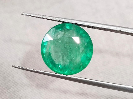 Zambian Emerald 3.28ct Natural Certified Round cut Medium Green Minor Oiled Gemstone