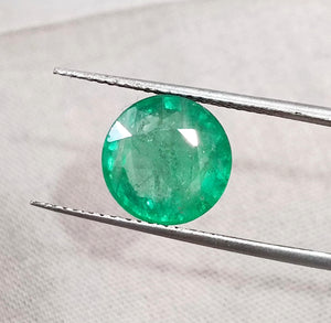 Zambian Emerald 3.28ct Natural Certified Round cut Medium Green Minor Oiled Gemstone