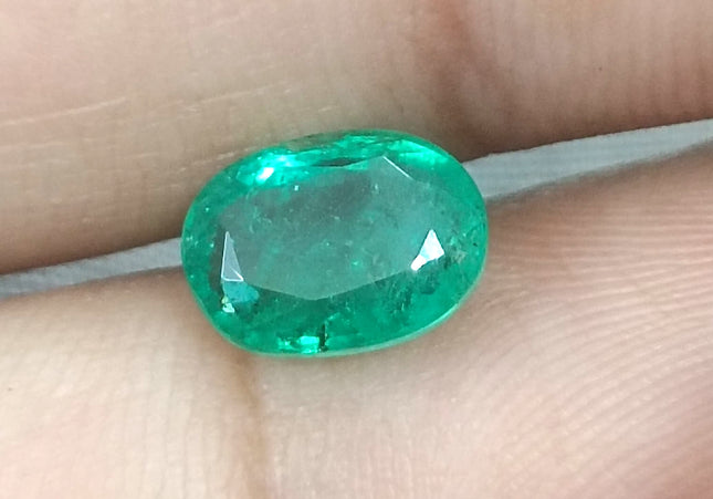 1.87ct GSI USA Certified Medium Deep Green Zambian Emerald Minor Oiled Loose Gemstone