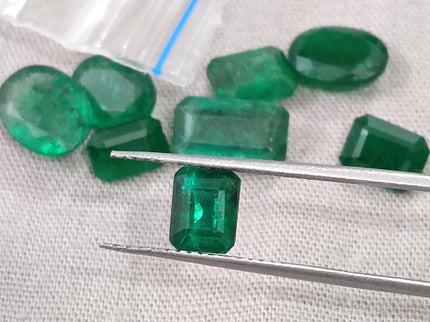 11.01ct Natural Emerald Parcel Zambia Mixed Cut Medium Deep Green Gemstones