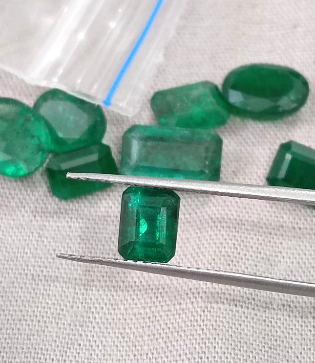 11.01ct Natural Emerald Parcel Zambia Mixed Cut Medium Deep Green Gemstones