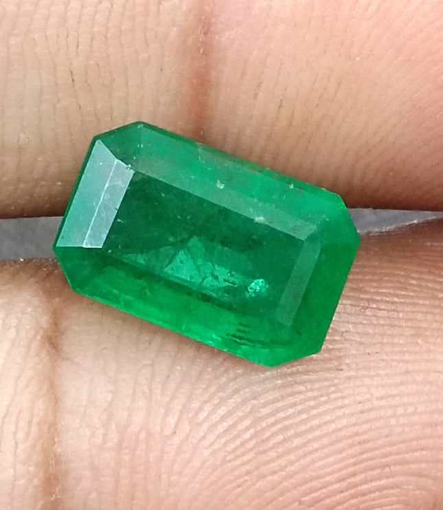 Swat Emerald 4.31ct Certified Natural Deep Green Octagon Cut Loose Gemstone