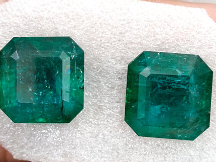 Matched Natural Emerald Pair 47.96ct Zambia Rare Octagon Cut loose Gemstone