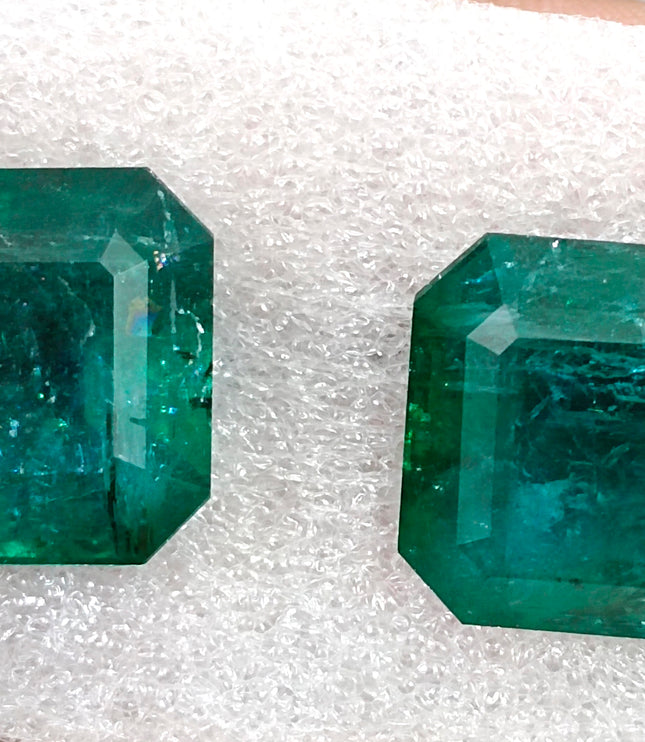 Matched Natural Emerald Pair 47.96ct Zambia Rare Octagon Cut loose Gemstone