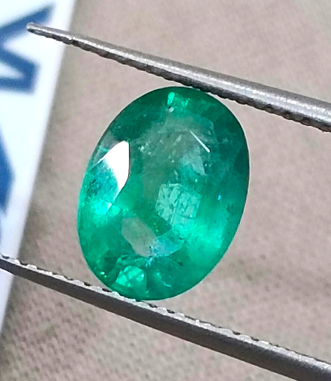 1.73ct Panjshir Emerald Natural Medium Intense Green Oval Gemstone