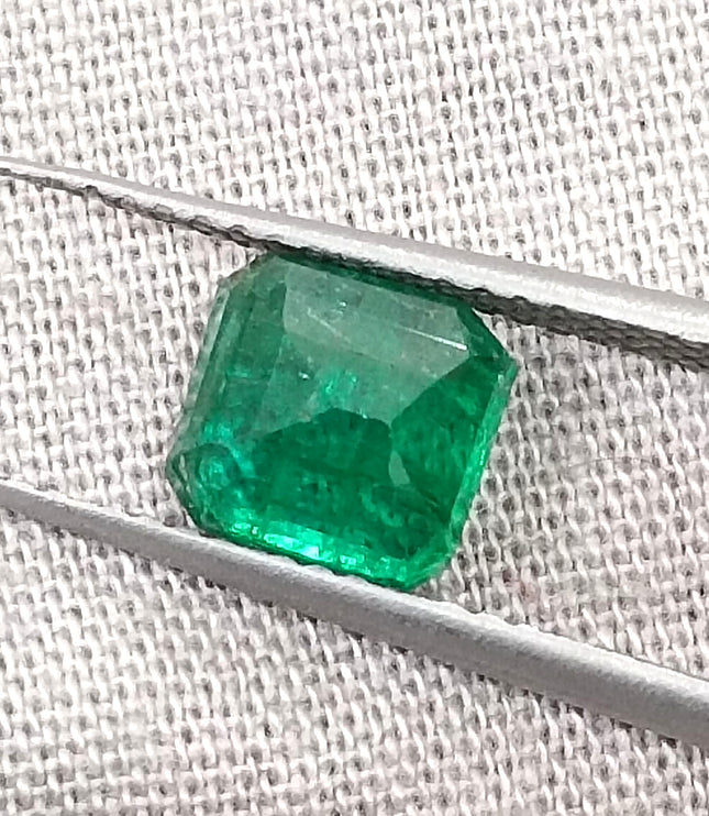 Natural Zambian Emerald 1.25ct Certified Deep Vivid Green Octagon Cut Loose Gemstone