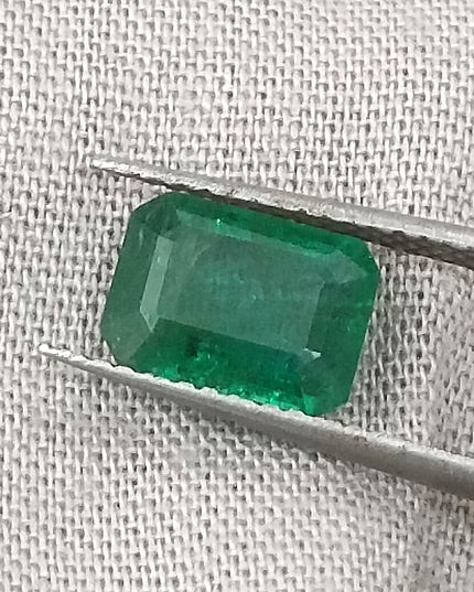 GSI Certified 1.51ct Deep Golden Green Natural Zambian Emerald Minor Oiled Loose Gemstone