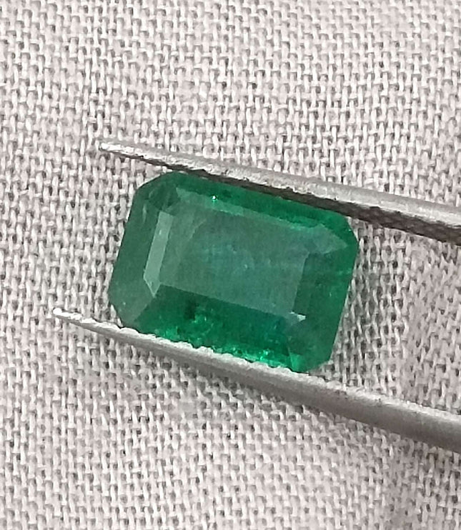 Certified 1.51ct Natural Zambian Emerald, Deep Green.