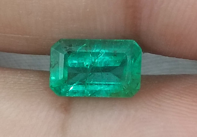 GSI Certified 1.84ct Deep Green Natural Zambian Emerald Minor Oiled Loose Gemstone