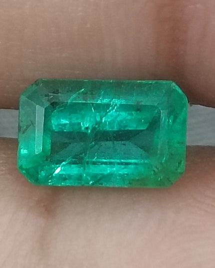 GSI Certified 1.84ct Deep Green Natural Zambian Emerald Minor Oiled Loose Gemstone