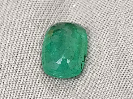 4.87ct Zambian Emerald, Deep Green Cushion Cut Loose Gemstone