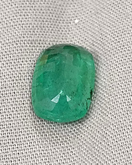4.87ct Natural Zambian Emerald, Cushion Cut Minor Oiled Natural Gemstone.