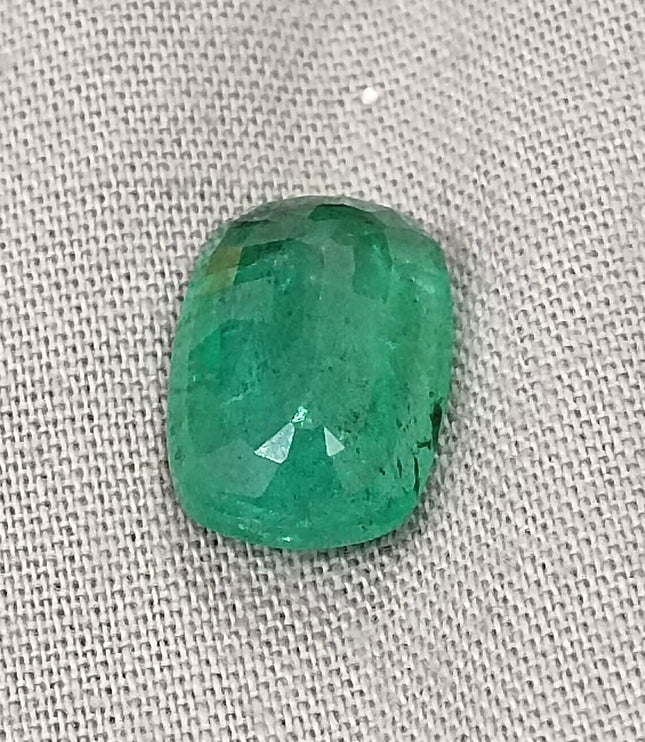 4.87ct Zambian Emerald, Deep Green Cushion Cut Loose Gemstone
