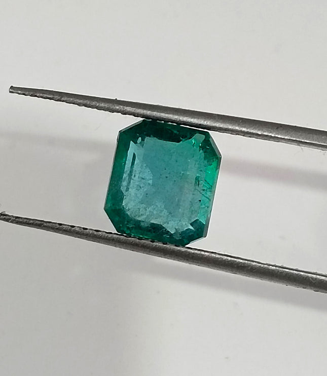 2.07ct Natural Emerald GSI Certified Blue Green Octagon Cut Gemstone