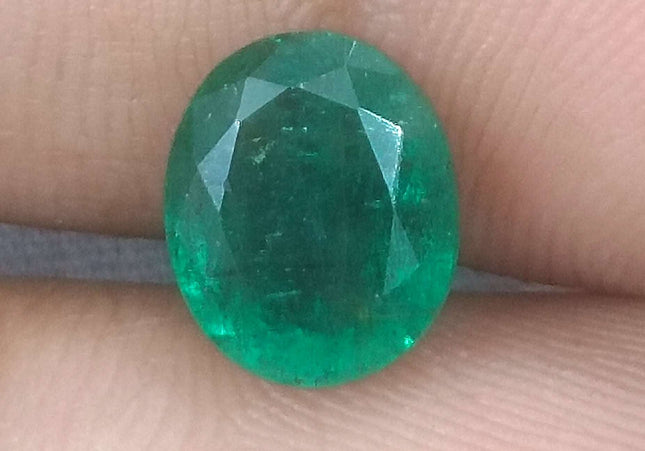 2.32ct GSI USA Certified Deep Green Zambian Emerald Minor Oiled Loose Gemstone