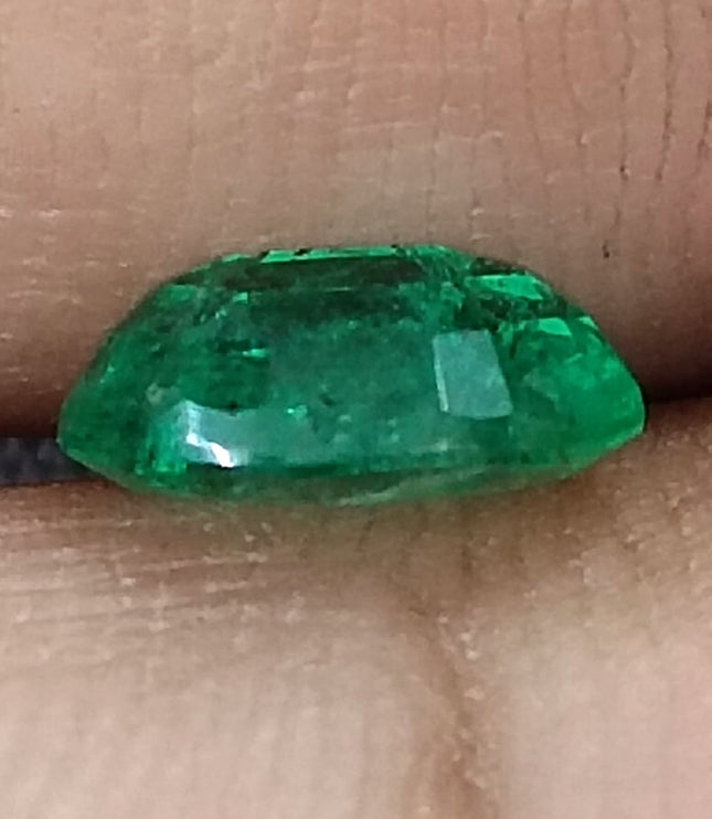 Quality Natural Zambian Emerald 1.24ct Spring Green Color Oval Cut Gemstone