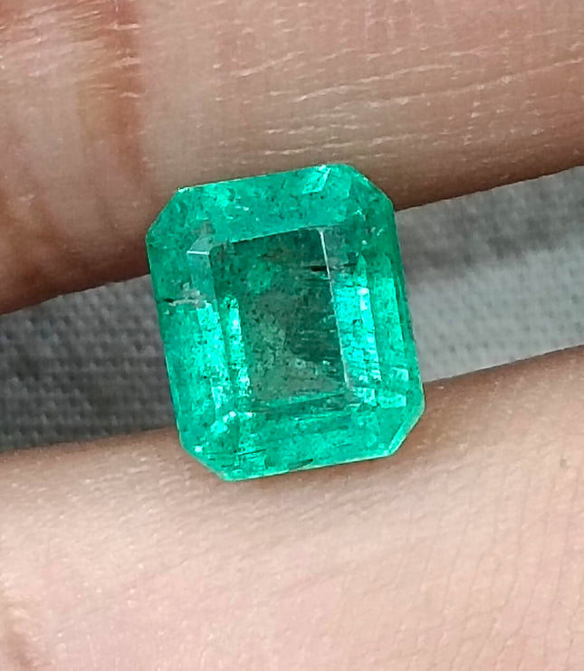 2.57ct Zambian Emerald, Pastel Green Octagon Cut Certified Natural Gemstone