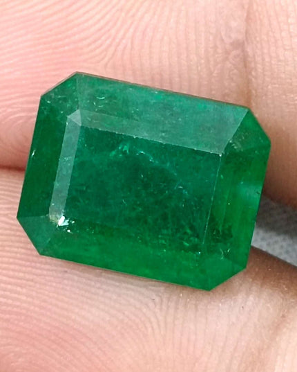 11.92ct Vivid Deep Green Swat Emerald Minor Oiled Loose Gemstone