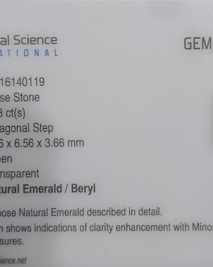 1.78ct GSI Certified Deep Glass Green Zambian Emerald Minor Oiled Loose Gemstone