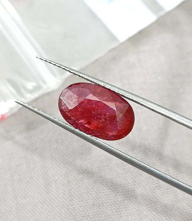 2.95ct Unheated Natural Mozambique Blood Red SGL Certified Ovsl Cut Gemstone
