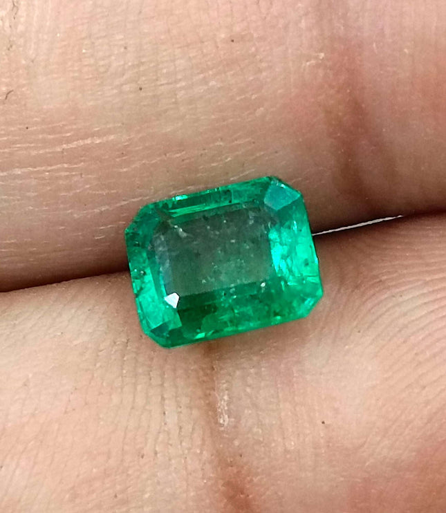 Zambian Emerald 1.70ct Natural Certified Glass Green  Minor Oiled Loose Gemstone