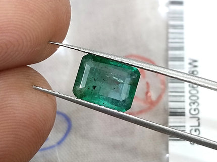 Natural Emerald 2.14ct Zambia Medium Deep Color SGL Certified Octahon Cut Minor Oiled Gemstone