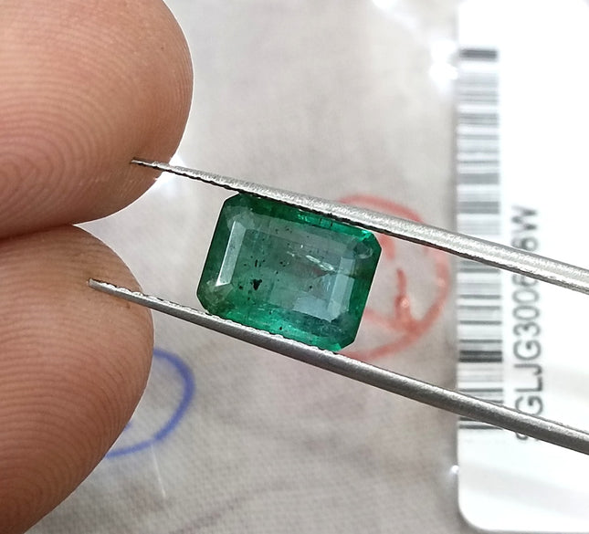 Natural Emerald 2.14ct Zambia Medium Deep Color SGL Certified Octagon Cut Minor Oiled Gemstone