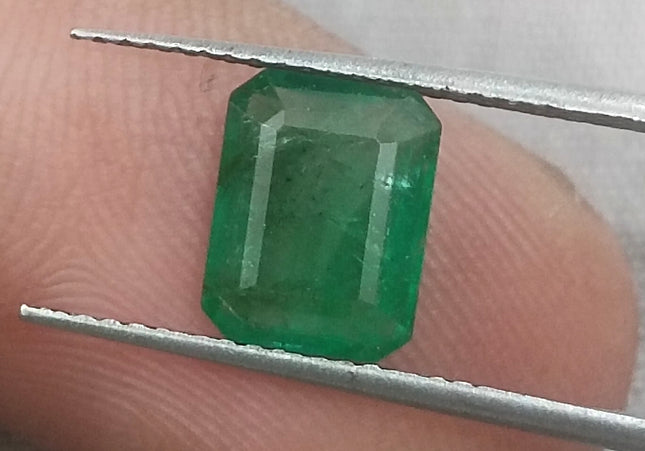 1.78ct GSI Certified Deep Glass Green Zambian Emerald Minor Oiled Loose Gemstone