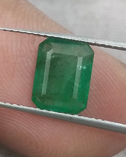 1.78ct GSI Certified Deep Glass Green Zambian Emerald Minor Oiled Loose Gemstone