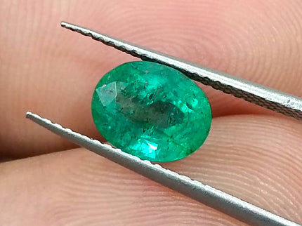 1.51ct Natural Zambian Emerald Vivid Medium Deep Green Oval Cut Loose Gemstone