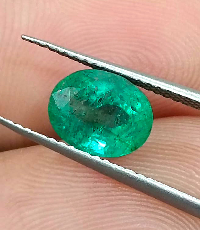 1.51ct Natural Zambian Emerald Vivid Medium Deep Green Oval Cut Loose Gemstone