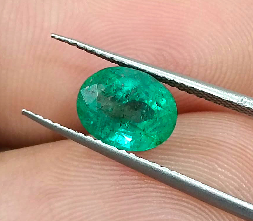 1.51ct Natural Zambian Emerald Vivid Medium Deep Green Oval Cut Loose Gemstone